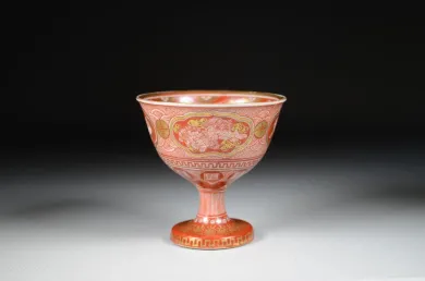 江戸中期　油壺　幻の湖東焼　赤絵金彩人物図　極上 江戸中期 油壺 幻の湖東焼 赤絵金彩人物図 極上